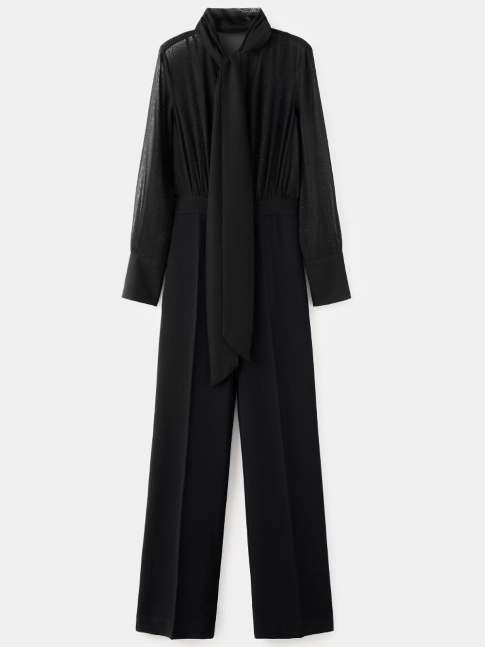 Mango Rhinestone Scarf Jumpsuit Black Sz M | Party Chic